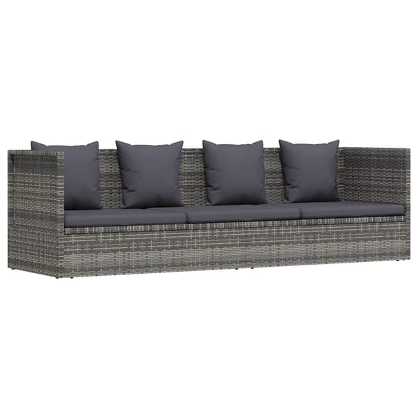 vidaXL Puutarhatuoli harmaa 200 x 60 cm PE-rottinki