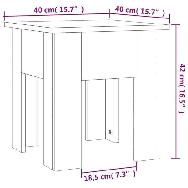 vidaXL sofabord brunt egetræ 40x40x42 cm træbaseret materiale