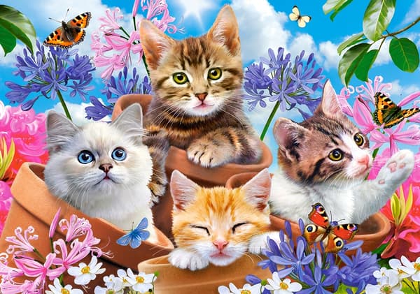 Pussel 500 bitar kattungar med blommor B-53513