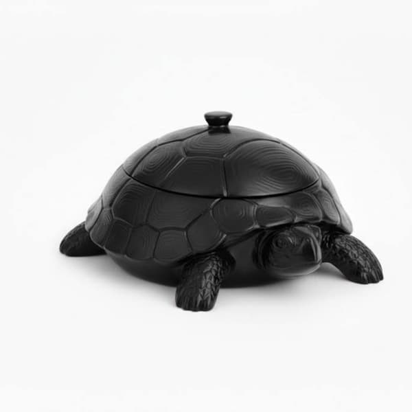 En elegant skildpaddeformet smykkeskrin i sort