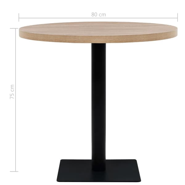 vidaXL MDF bistrobord med stålfod 80x75 cm egetræsfinish