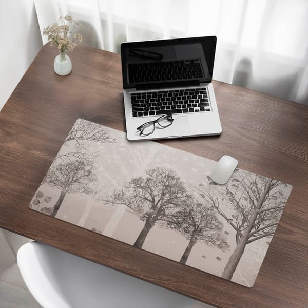 Musemåtte til skrivebord, tastatur og bærbar computer i træ, 90x45 cm