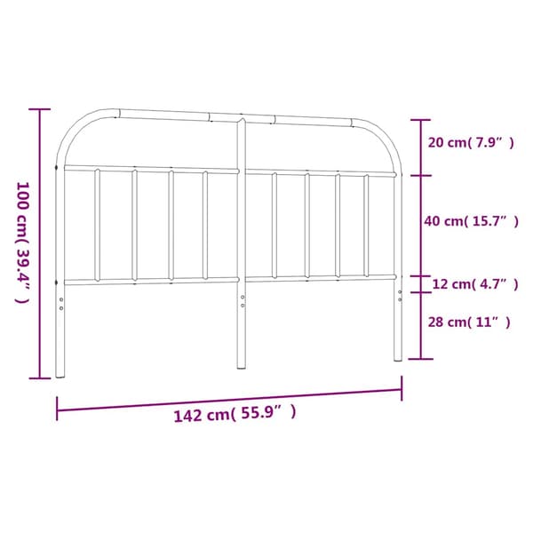 vidaXL metalsengegavl sort 135 cm