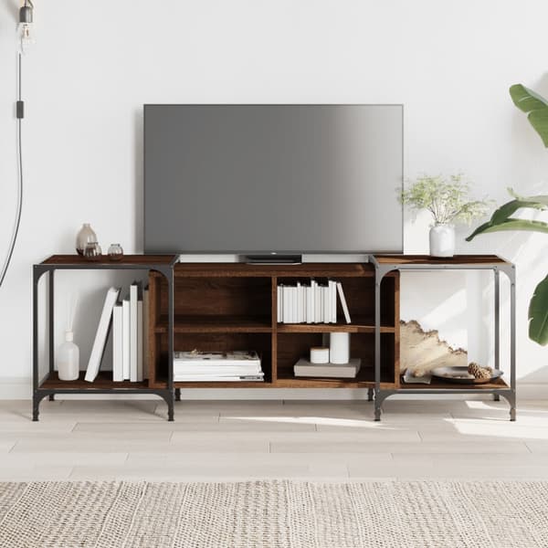 vidaXL TV-bord brunt egetræ 153x37x50 cm