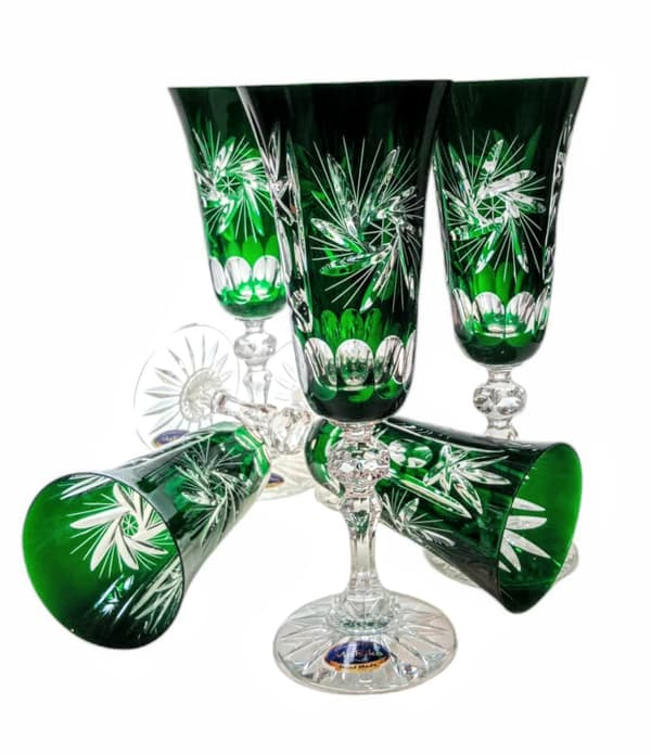 Smaragdkrystal champagneglas 150 ml Olivenkværn
