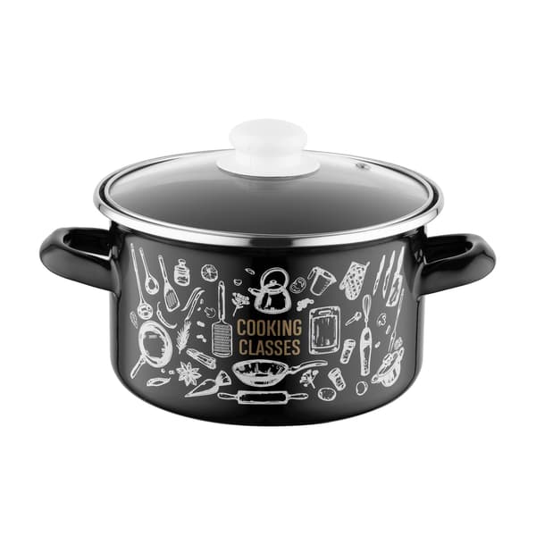 Køkken Sort emaljegryde, lige, 18 cm, 3 l