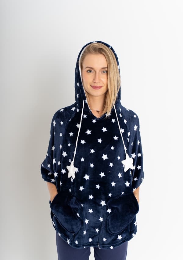 Dame badekåbe poncho Vienetta OneSize varm og dejlig hætte blød
