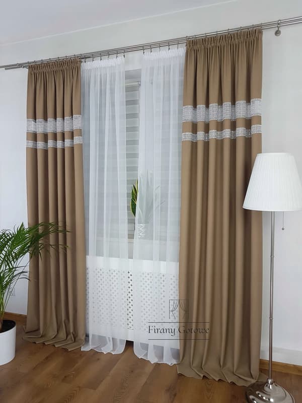 Valmiit verhot, 2 kpl - vaaleanruskea