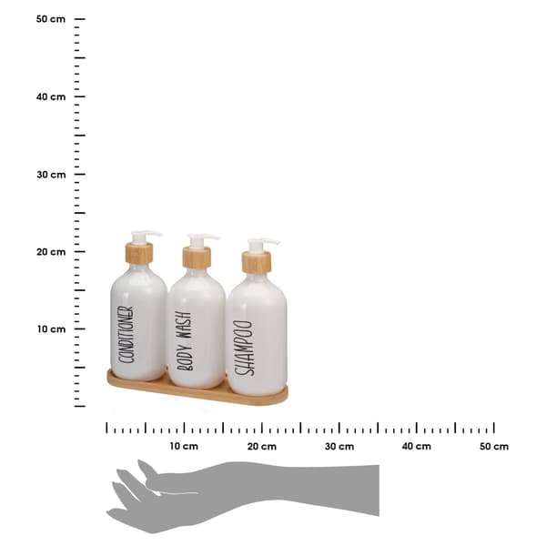 Set med badrumsdispensrar i vitt, 3x500 ml