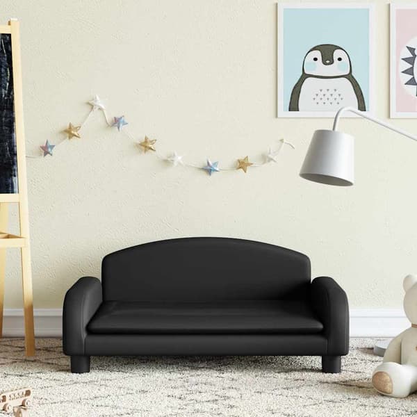 vidaXL børnesofa, sort, 70x45x30 cm, kunstlæder
