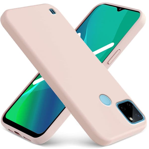 Realme C21Y / C25Y Silikone Lite-coversæt, lyserød + glas