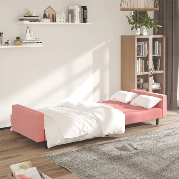 vidaXL 2-sitssoffa, rosa, klädd i sammet