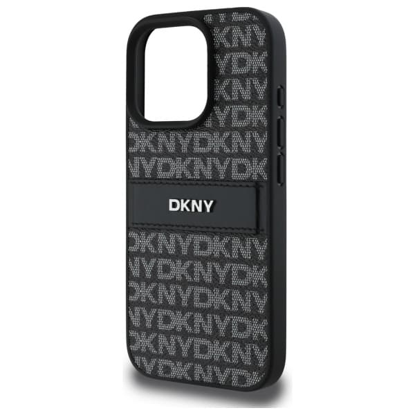 DKNY Texture Pattern Tonal Stripe -suojakuori iPhone 16 Pro Maxille, musta