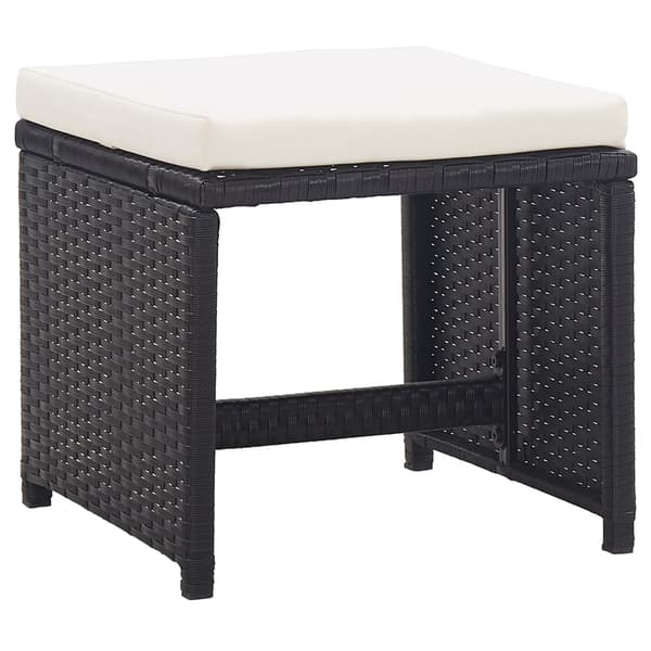 vidaXL barstole, sæt med 2, med hynder, polyrattan, sort