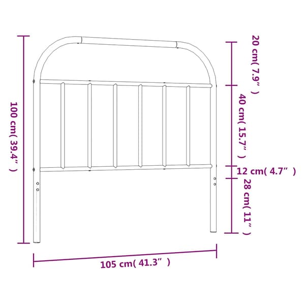 vidaXL metalsengegavl, sort, 100 cm