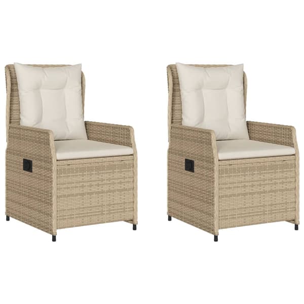 vidaXL Fåtöljer för trädgården, set om 2, beige, polyrotting