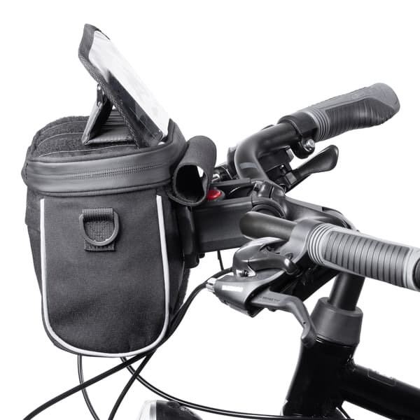 Cykelstyrstaske til navigation med skulderrem, sort