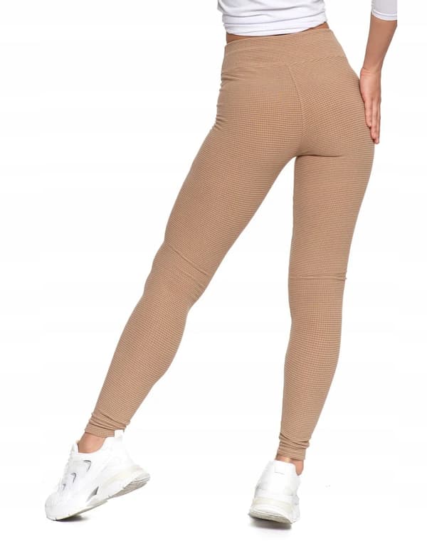 Moraj ribbade leggings med hög midja mocca S/M