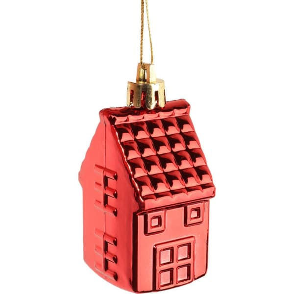 Set med 6 plastkulor formet som hus