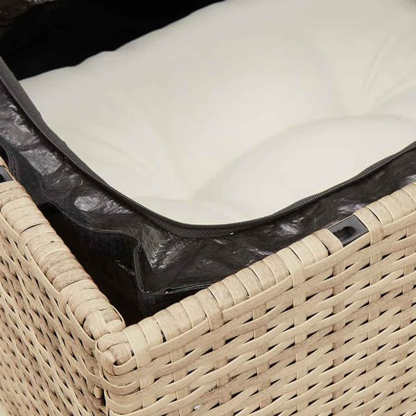 vidaXL 3-sits trädgårdssoffa med kuddar, beige, polyrotting