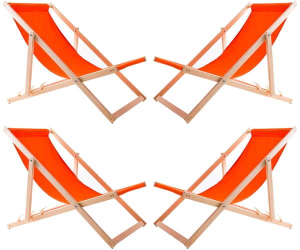 4x Trädäckstolar med orange tyg