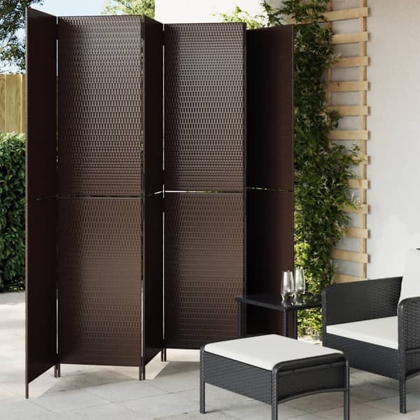 vidaXL 6-panels brun polyrattanskærm
