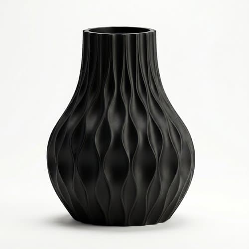 Moderne sort bølget vase til dekorative blomster i en moderne stil