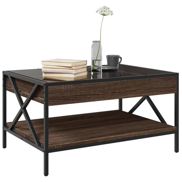 vidaXL Infinity sofabord med LED-lys brunt egetræ 70x50x38 cm