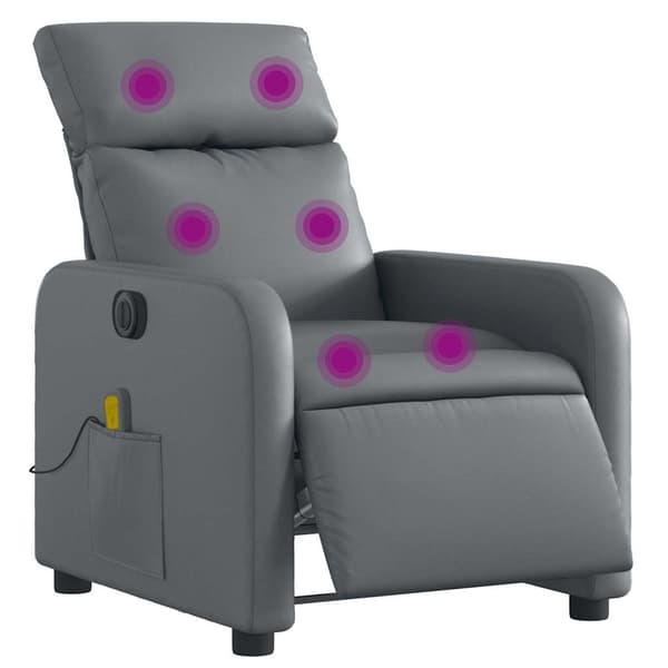 vidaXL Elektrisk vilfåtölj för massage, grå, konstläder