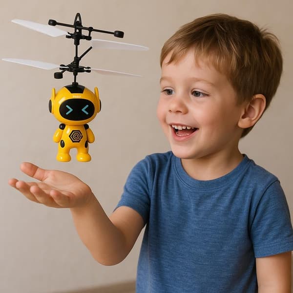 Flygande Robot Handstyrd Drönare Robot Propellerlampa - Gul