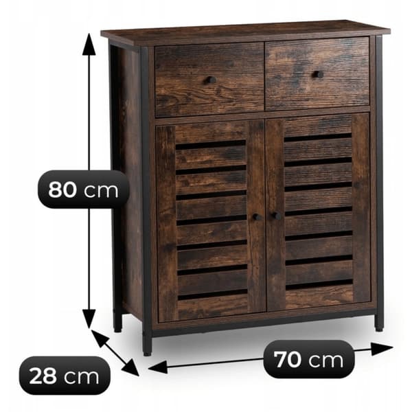 AMAYA Skoskab 70 cm til entré Rustik egetræ Loft-stil