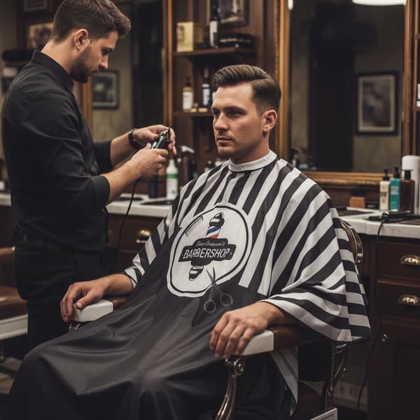 Barbermantel för en stor hårsalong