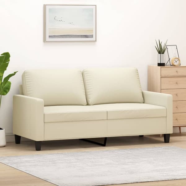vidaXL 2-sitssoffa, krämfärgad, 140 cm, konstläder