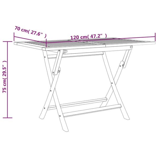 vidaXL foldbart havebord grå 120x70x75 cm teaktræ