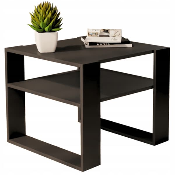 Sort sofabord 55x55cm loft retro bord bænk