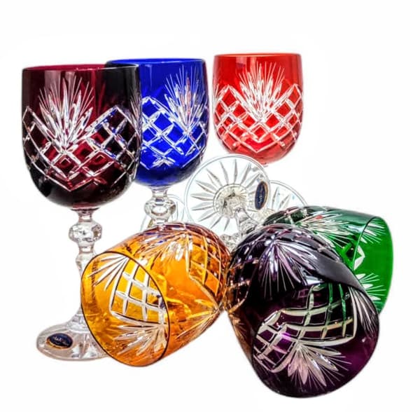 Farverige krystalvinglas 240ml Ananas