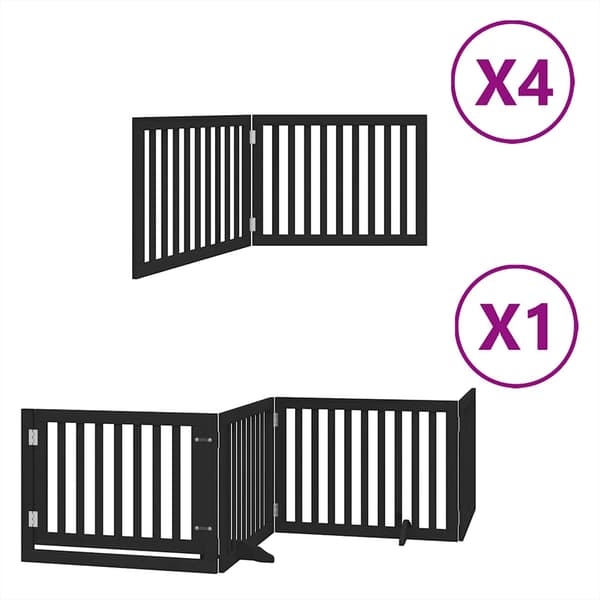 vidaXL foldbar hundegitter med dør 12 paneler sort 960 cm