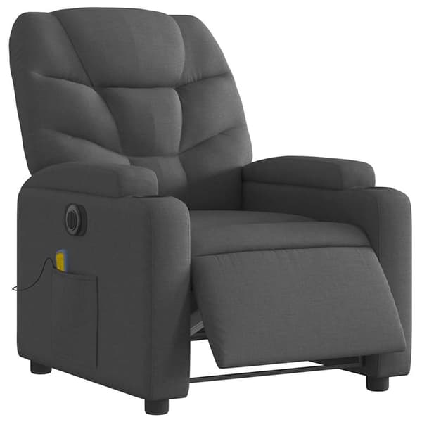 vidaXL elektrisk lænestol med massagefunktion, mørkegrå, stof
