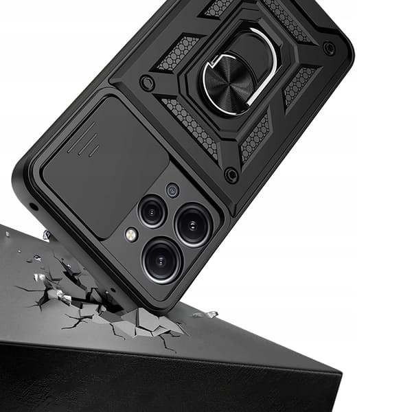 Etui til Xiaomi Redmi 12 4G ARMOR SLIDE RING BAGSIDE + GLAS