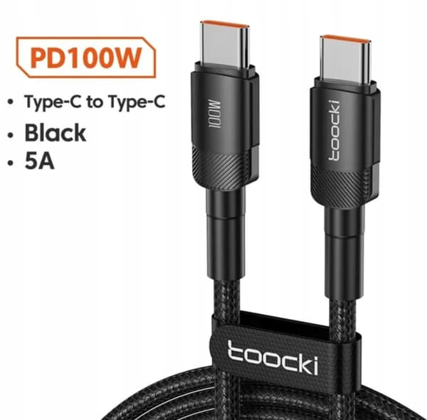 Toocki USB-C til USB-C Toocki-kabel, 2 m, PD 100W hurtigopladning, 2 meter
