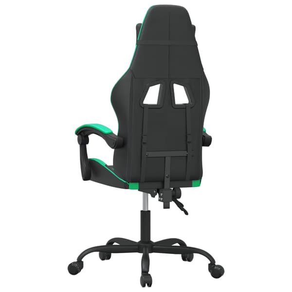 vidaXL drejelig gamingstol, sort og grøn, kunstlæder