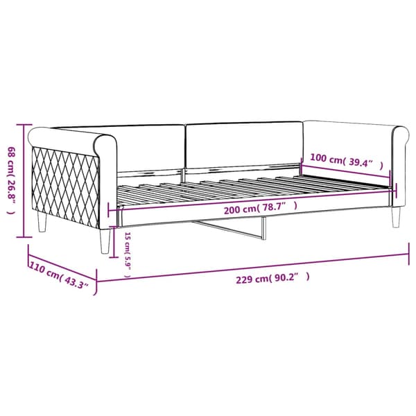 vidaXL Dagbädd ljusgrå 100x200 cm klädd i sammet