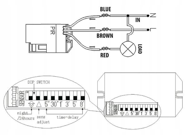 PIR-bevægelsessensor med ekstern sensor 800W 360° MCE32