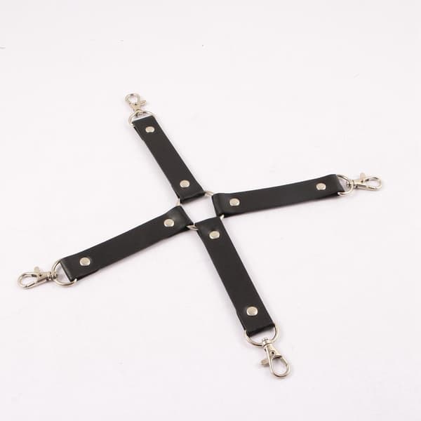 BDSM Läder Korsrem Solid Sele för Handbojor Händer och Ben Bondage