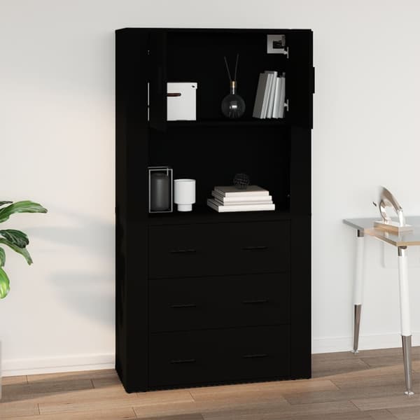 vidaXL vægskab sort 80x33x80 cm træbaseret materiale