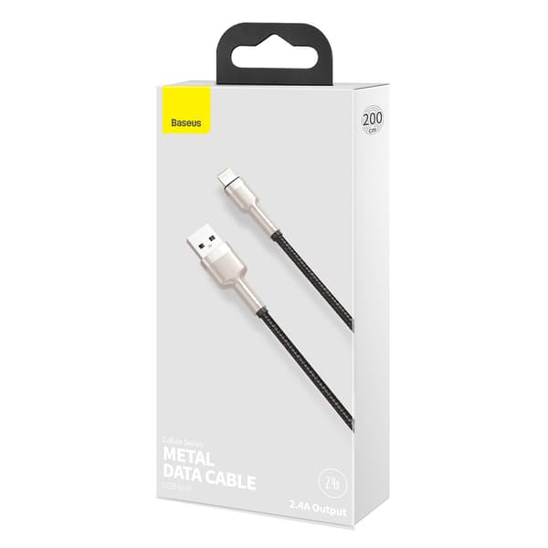 Cafule-serien Metal Data USB-A - iPhone Lightning 2.4A 1m-kabel - Svart