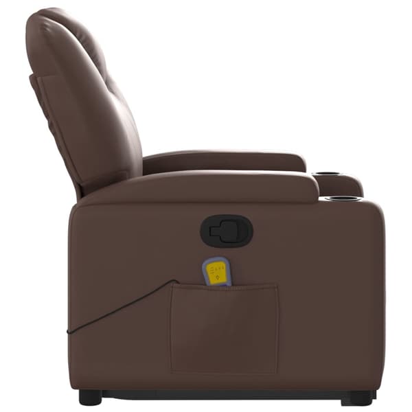 vidaXL Lyftbar massagefåtölj, brun, konstläder