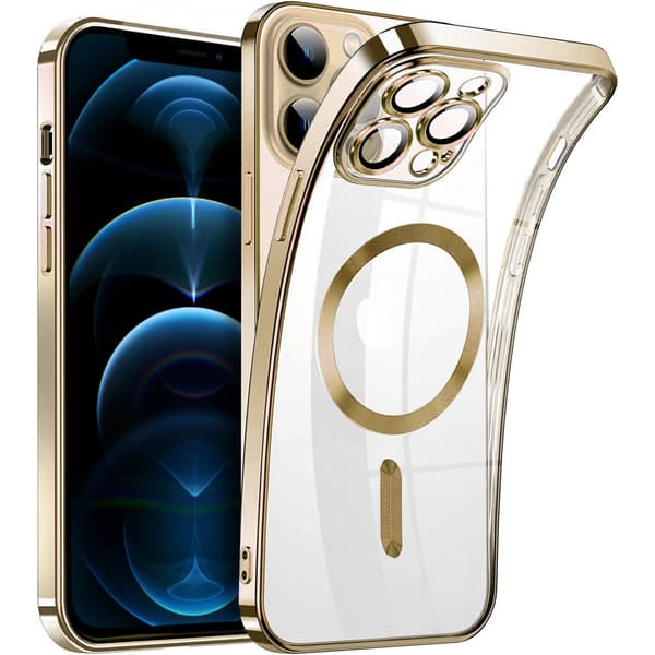 iPhone 12 Pro -kotelo, Electro MagSafe, kulta + näytönsuoja