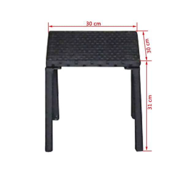 vidaXL liggestole med bord, polyrattan, sort