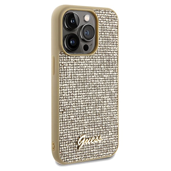 Guess Disco Metal Script-skal till iPhone 14 Pro, guld